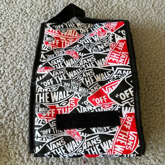 Vans Off The Wall  Lunch Sack Bag Foldable Insulated Cooler Black Red Skate - Picture 2 of 7